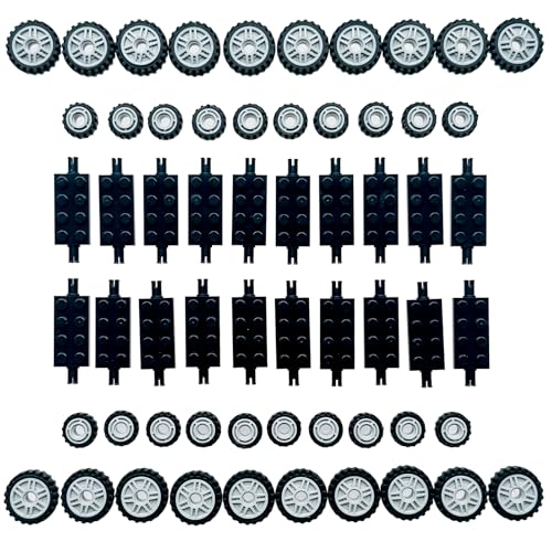 100 PCS Wheels, Tires & Axles Building Kit | Compatible with All Major Building Brick Sets | Vehicle, Truck, Car Parts & Accessories for Creative STEM Play