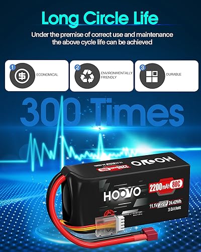 HOOVO 3S Lipo Battery, 80C 2200mAh 11.1V Shorty Lipo Battery Pack T Plug | 2 Pack, Softcase, for Drone RC Quadcopter Helicopter Airplane FPV RC Car - style: 3S 2200mAh 80C-Deans