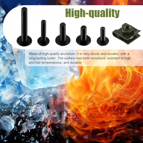 177 PCS Motorcycle Fairing Bolt Kit, M5 M6 Stainless Steel Windscreen Screws, Windshields Fasteners Clips, Universal Fairing Bolts Nut Clips Kit for Most Motorcycles (Black)