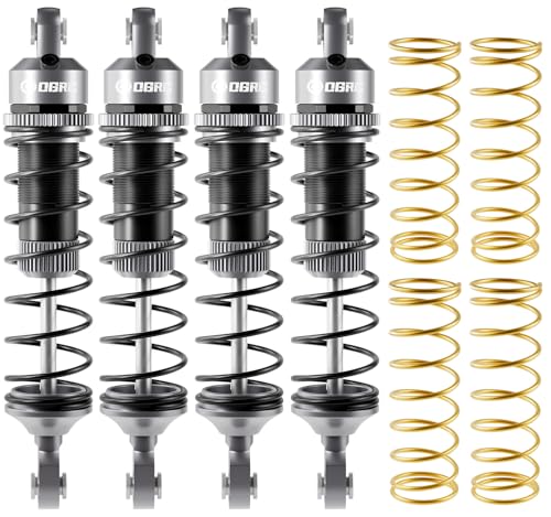 OGRC 92mm RC Shock Absorber for 1/16 Traxxas Mini Maxx XRT 1/10 TRX4 SCX10 | Aluminum, with Progressive Springs, Top-cap Bleeder Hole, Oil Shocks, Grey - color: Grey