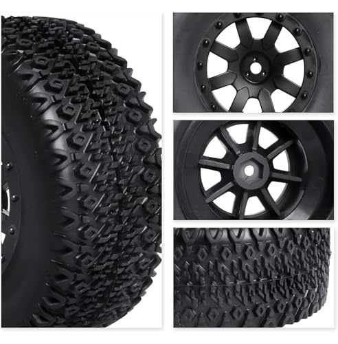 1/10 Short Course Truck Tires and Wheels for Traxxas Slash 4X4 BL-2S HSP Tamiya HPI Kyosho Losi Redcat Racing RC Model Car, Set of 4 (Style B) - style: Style B