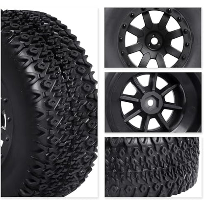 1/10 Short Course Truck Tires and Wheels for Traxxas Slash 4X4 BL-2S HSP Tamiya HPI Kyosho Losi Redcat Racing RC Model Car, Set of 4 (Style B) - style: Style B