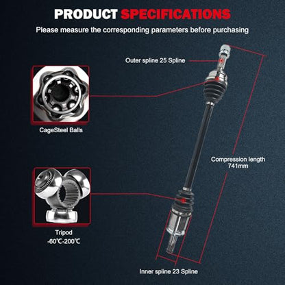 cciyu NCV12600 CV Axle Shaft For Dodge Caliber 2.4L For Jeep Compass 2.0L - size: 17-9591