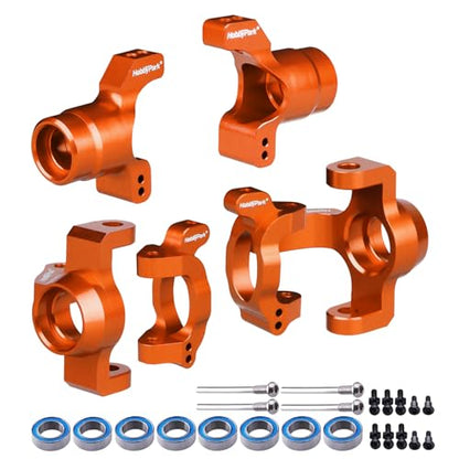 Hobbypark Aluminum Caster Blocks C-Hubs Steering Block Stub Axle Carriers Knuckles Set for Traxxas 1/18 LaTrax Teton Desert Prerunner Rally, Replace Parts 7532 7552X (Orange) - color: Orange