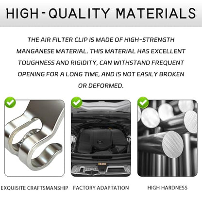 Air Filter Clips 4PCS Air Filter Box Clips Heavy Duty Metal Steel Cleaning Filter Box Lid Housing Cover Clip for Fastening Connections Cleaner Clamp Spring Replacement Parts Car Accessories