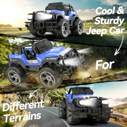 DEERC DE42 Remote Control Car RC Racing Cars,1:18 Scale 80 Min Play 2.4Ghz LED Light Auto Mode Off Road RC Trucks with Storage Case,All Terrain SUV Cars Toys Gifts for Boys Kids Girls Teens,Blue - color: De42