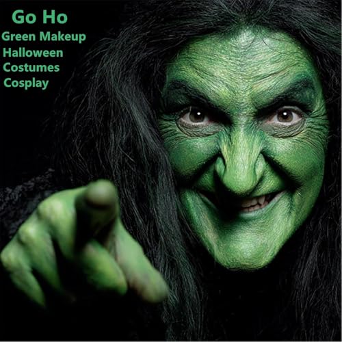Go Ho Liquid Green Face Body Paint(2.1 oz),Green Based Water Based Face Paint and Body Paint for Airbrush Makeup Special FX, Cosplay, and Halloween Costumes Witch Makeup - color: Green