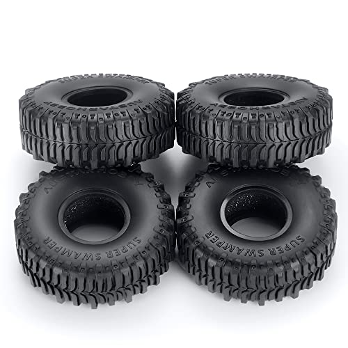 4PCS Rubber Micro 1" RC Wheel Tires 62mm for All 1/24th Axial SCX24 Deadbolt,C10,JLU CRC,Bronco RC Crawler Truck Car - color: A Style