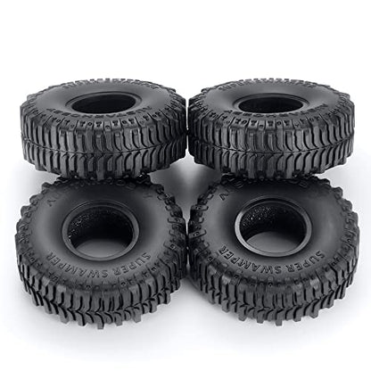 4PCS Rubber Micro 1" RC Wheel Tires 62mm for All 1/24th Axial SCX24 Deadbolt,C10,JLU CRC,Bronco RC Crawler Truck Car - color: A Style