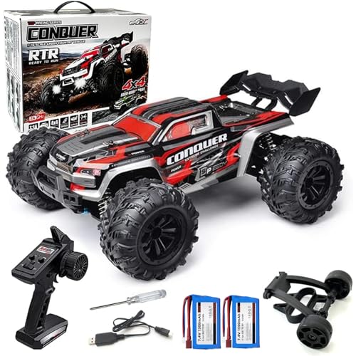 RC Cars 1:16 Remote Control Car 50 KMH High Speed Fast 4WD RC Truck for Kids Adult Boy Toys 2.4 GHz All Terrains RC Buggy Off-Road Drift RC Monster Trucks with 2 Rechargeable Batteries (Red) - color: 140-red-2
