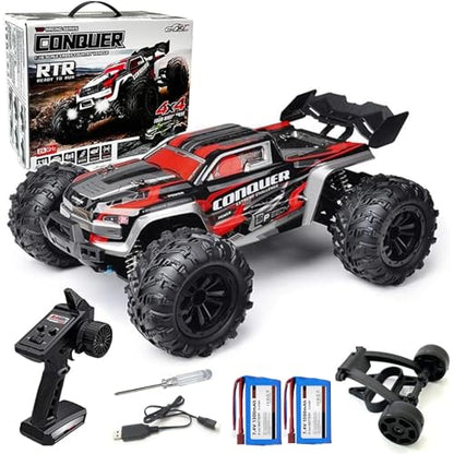 RC Cars 1:16 Remote Control Car 50 KMH High Speed Fast 4WD RC Truck for Kids Adult Boy Toys 2.4 GHz All Terrains RC Buggy Off-Road Drift RC Monster Trucks with 2 Rechargeable Batteries (Red) - color: 140-red-2