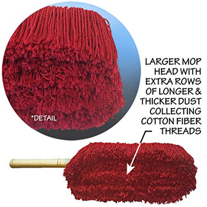 Premium Extra Large Car Duster with Durable Solid Wood Handle Includes Storage Cover - Professional Detailers Top Choice