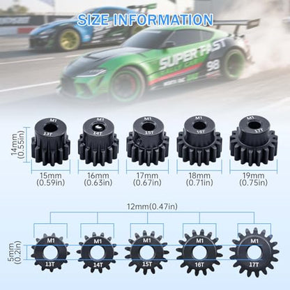 Surpass Hobby Mod 1 Pinion Gear 5mm 13T 14T 15T 16T 17T Motor Gears for 1/10 1/8 RC Car Parts - size: 13T 14T 15T 16T 17T
