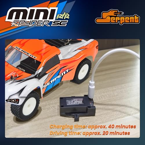 Serpent Mini Spyder 1/24 Scale RC Car with Gyro, 20km/h High Speed | Electric Powered RTR Off-Road Remote Control Car, 2.4GHz Short Course Truck, High Performance with 1 Battery 1 USB Data Cable - style: 430002