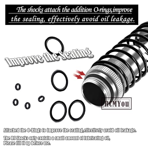 RC Shocks Absorber Upgrades Part for 1/10 Lasernut U4, Tenacity DB Pro,TENACITY TT Pro 4WD SCT,4PCS Aluminum Front Rear Big Bore RC Shocks Damper,90mm 100mm Metal Hop Ups,#LOS233011,Silver - color: Silver- 4pcs