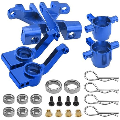 Metal C-Hubs Caster Blocks, Steering Blocks & Rear Stub Axle Carriers w/Ball Bearings Compatible with 1/10 Traxxas Slash 4X4, Stampede 4X4, Rustler 4WD Replaces of 6837 6832 1952 (Blue) - color: Blue