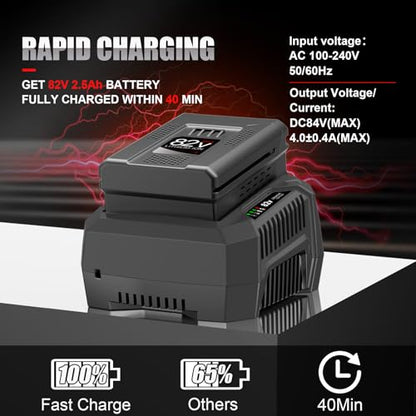 BSRC82 4.0A Rapid Charger Replacement for Briggs & Stratton Snapper XD 82V Max Battery Charger 1760263, Compatible with 82 Volt Lithium Ion Battery BSB2AH82/BSB4AH82/BSB5AH82/1760266/1760265/1760966