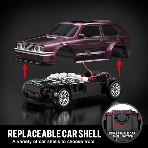 1/43 Mini RC Drift Car with Gyroscope, 4WD Full Proportional RC Car, 2.4GHZ Hobby Grade Remote Control Cars, RTR Model Vehicle, 20+KM/H High Speed for Hobbyists Kids Adults (Maroon) - color: Maroon
