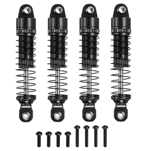 MECCANIXITY 4Pcs RC Shock Absorber 1/18 50mm Aluminum Threaded Front & Rear Shock Absorber Damper Assembled Set for 1/18 RC Car Crawler Racing Truck, Black - color: Black