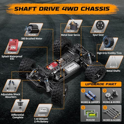 HAIBOXING 18859 1:18 Scale RC Monster Truck 36km/h Speed, 4X4 Off Road Cars | Remote Control Waterproof Electric Powered RC Cars, All Terrain Toys Vehicles with 2 Batteries, Xmas Gifts for Kid and Adults - style: 1/18 Truck