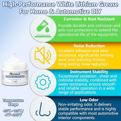 White Lithium Grease 50g Automotive Multi-Purpose Lubricant Car Door Hinge Handle Seat Slide Sunroof Sliding Door Track Rail Gear Prevent Rust Corrosion Lubrication for Garage Marine Industrial - size: 50 grams