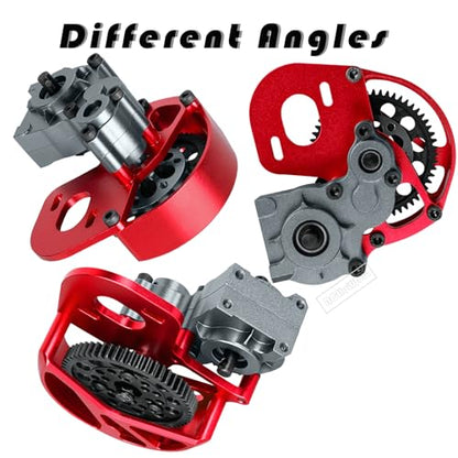 RC Aluminum Transmission Gearbox Upgrades Part for 1/10 SCX10, SCX10 II 90046 90047 Wraith,AX10 RC Crawler car,Alloy Center Transmission Gearbox,Titanium & Red - color: Titanium&red(1pc)