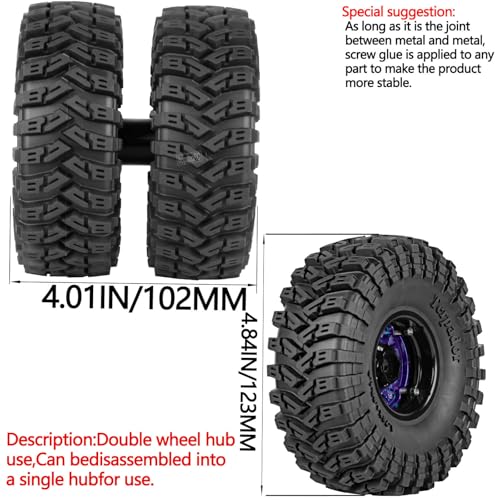 1.9 Dually Beadlock RC Wheel RC Tires for 1/10 SCX10 90046 AXI03007 TRX4 TRX6 VS4-10 Gen7 Gen8 MST CFX D90,Aluminum 1.9" Wheel Hub Rim RC Truck Tires 4pcs w/Adjustable Offset 4PCS Colour - color: Colour/Rc Wheel
