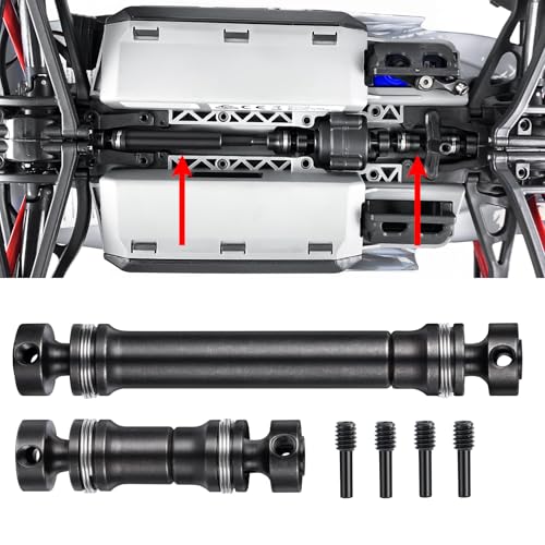 2PCS Steel 1144 Drive Shafts Center CVD Driveshaft Metal Front + Rear Drive Shaft RC Car Spline Drive Shafts for Tra-xxas 1/16 E Revo Summit RC Crawler Car (Black)
