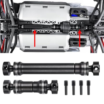 2PCS Steel 1144 Drive Shafts Center CVD Driveshaft Metal Front + Rear Drive Shaft RC Car Spline Drive Shafts for Tra-xxas 1/16 E Revo Summit RC Crawler Car (Black)