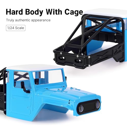 INJORA IR40-24 Half Truck Hard Body with Cage for 1/24 SCX24 Upgrade(Blue) - color: Blue