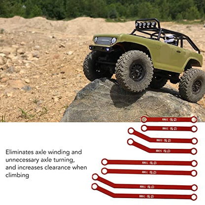 High Clearance RC Front Links Set for AXIAL SCX24 1/24 RC Crawler Car Aluminium Alloy RC Steering Linkage Rod Set (Red) - color: Red