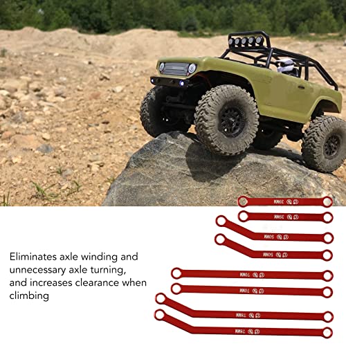 High Clearance RC Front Links Set for AXIAL SCX24 1/24 RC Crawler Car Aluminium Alloy RC Steering Linkage Rod Set (Red)