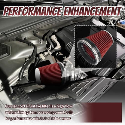 6" ID & 7" Tall Clamp-on Car Cold Air Intake Filter with High Flow,Cone Air Filter for Car Cold Airs Intake System to Improve Engine Efficiency,Washable Performance Colds Airs Filters
