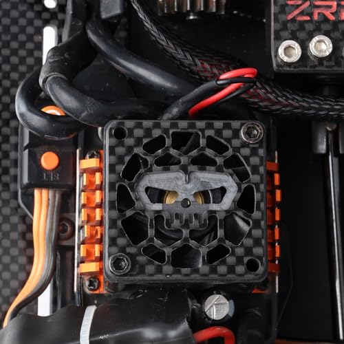 35mm×35mm Carbon Fiber RC Cooling Fan Cover - Universal Brushless Motor Heatsink/ESC Fan Guard Shield Shroud - for RC Cars, Trucks, Boats, Drones (Skull Style) - style: 35mm / Skull Style