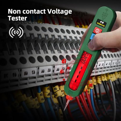 AC Rechargeable Voltage Tester Pen 12-300V Large Screen Single Pole Electrical Leak Tester with Audible and Visual Alarm Live Wire Phase Detector with Flashlight