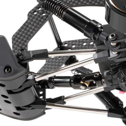 Stainless Steel Links Kit and Carbon Rear Link Riser, Fit for V3 Chassis | 4mm Stainless Steel Links with 16 Rod Ends, Based on Capra Portal Axle, Adjustable Wheelbase