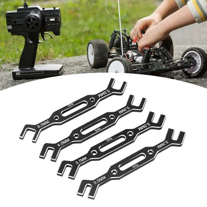 RC Turnbuckle Wrench, 4pcs Aluminium Alloy RC Ball Tie Rod Adjustment Wrench Universal Spanner Repair Tool for 1/10 1/16 Model Crawler Car (Black) - color: Black