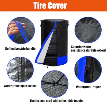 Waterproof Tire Storage Cover – Dust-Proof, Universal Tire Stack Cover for Up to 32" Diameter Tires | Black/Green Two-Tone Design - size: 32x47 in, style: Black+Green