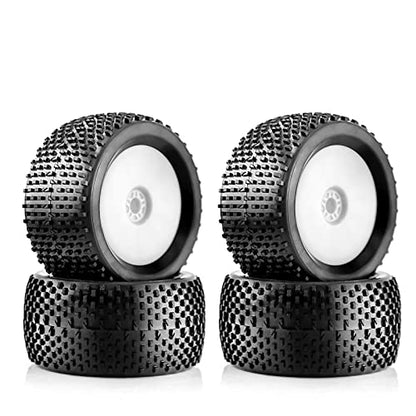 1/8 RC Off Road Racing Truck Tires And Wheels 17mm Hex Rubber Buggy Tyres OD 140mm For 1:8 Scale Monster Truck Car Arrma Typhon 6S Talion 4WD HPI HSP BAZOOKA CAMPER Kyosho TRAXXAS 4PCS (White) - color: White