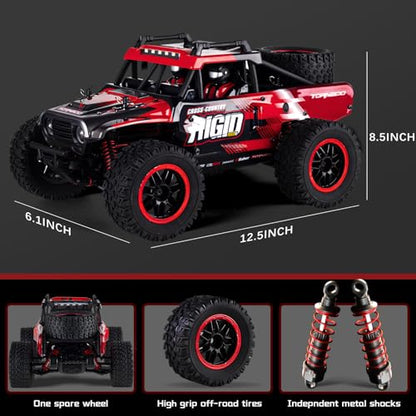 RC Cars 1:14 Remote Control Car 50 KMH Fast RC Truck for Kids Adults Boys 2.4 GHz All Terrains 4WD RC Dune Buggy Off-Road RC Monster Truck Short Course Car with 2 Batteries (Red) - color: 805-red-1