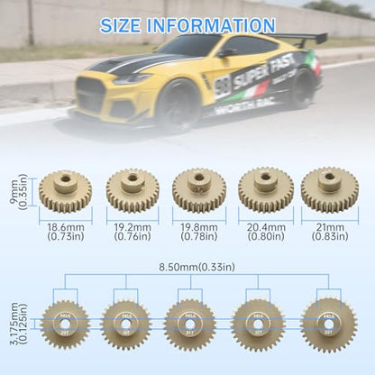 M0.6 Pinion Gear Set 3.175mm 29T 30T 31T 32T 33T Aluminum Alloy Metal Pinion Motor Gear for 1/10 RC Car Motor (5PCS) - size: 29T 30T 31T 32T 33T