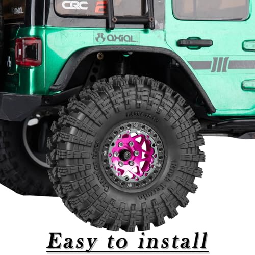 RC 1.9 Beadlock Wheel Rims for 1/10 SCX10 90046 AXI03007 TRX4 TRX6 VS4-10 Gen7 Gen8 MST CFX D90 RC Crawler,Aluminum 1.9" RC Tires Wheel Rim RC Truck Tires Wheels Rims.(4PCS) Pink&Black - color: Pink&black（1.9 Rim）