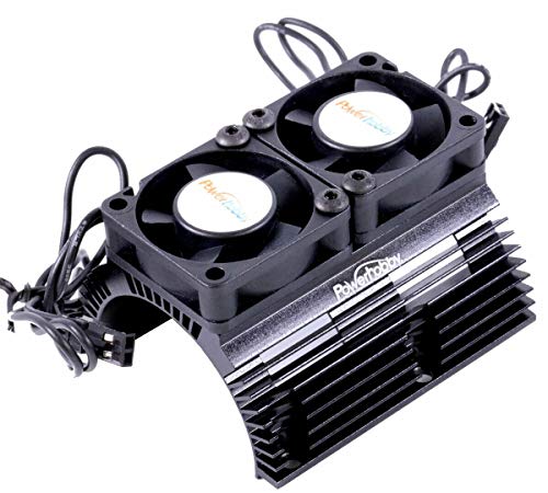 Powerhobby Aluminum Heat Sink with Twin Turbo High Speed Fans Sets for 1:8 Motors with Around 40.8mm Diameter (Black) - color: Black