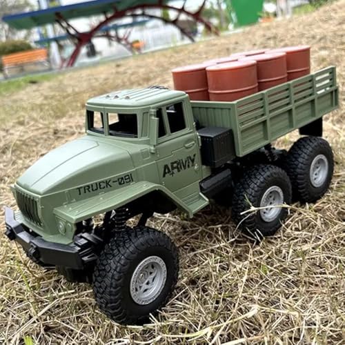 KNACKTOYZ 4WD Remote Control Military Truck for Kids 3-8,1:16 Off-Road All Terrain Rock Crawler with Lights, RC Army Transport Vehicle Toy with 2 Rechargeable Batteries, Birthday for Boys