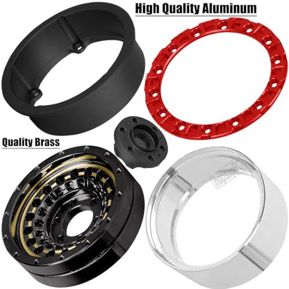 RC 1.9”Wheel Rims for 1/10 SCX10 90046 AXI03007 TRX4 TRX6 VS4-10 Gen7 Gen8 MST CFX D90 RC Crawler,1.9 Beadlock Super Heavy Brass & Aluminum Deep Dish Wheel Rims(4PCS) Black&Gold - color: Silver/4pcs
