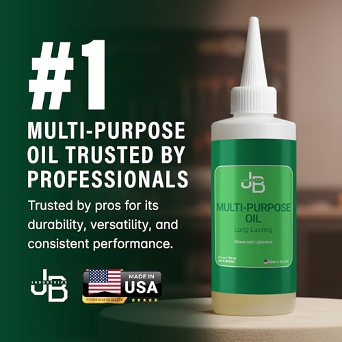 JB Industries Multi-Purpose Lubricating Oil 4 oz – All-Purpose Oil for Home, Automotive & Shop Use, Long-Lasting Anti-Rust Machine Oil with Precision Drip Applicator for Hinges, Wheels, Tools, & More