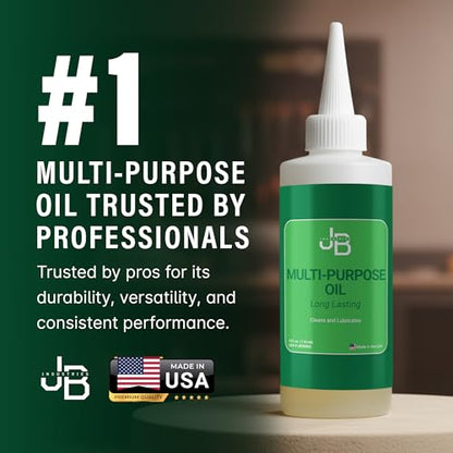 JB Industries Multi-Purpose Lubricating Oil 4 oz – All-Purpose Oil for Home, Automotive & Shop Use, Long-Lasting Anti-Rust Machine Oil with Precision Drip Applicator for Hinges, Wheels, Tools, & More