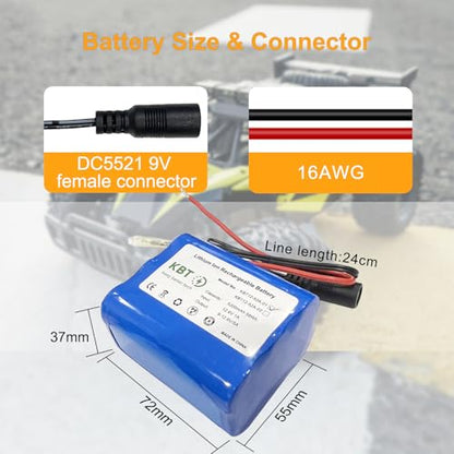 KBT 12V 5200mAh Rechargeable Li-ion Battery, Bare Leads Wire Replacement Battery Pack with Charger Compatible with 12V Devices RC Car, Boat, Robot, DIY, LED Light Strip, CCTV Camera - style: 5.2Ah bare leads