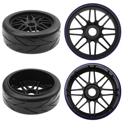 17mm Hex 1/8 RC Buggy Tires & Wheels with Foam Inserts Compatible with Arrma Typhon 6S 3S Talion 6S BLX Team Losi 8IGHT HPI 1/8 Off Road RC Buggy, Tire OD 105mm