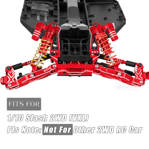 RC Upgrades Part for 1/10 Slash 2WD,Driveshafts,Shock Absorbers &Suspension Arms &Turnbuckles Links&Caster Blocks &Steering Block &Stub Axle Carriers &Shock Towers &Bulkhead,Red - color: Red(2wd)